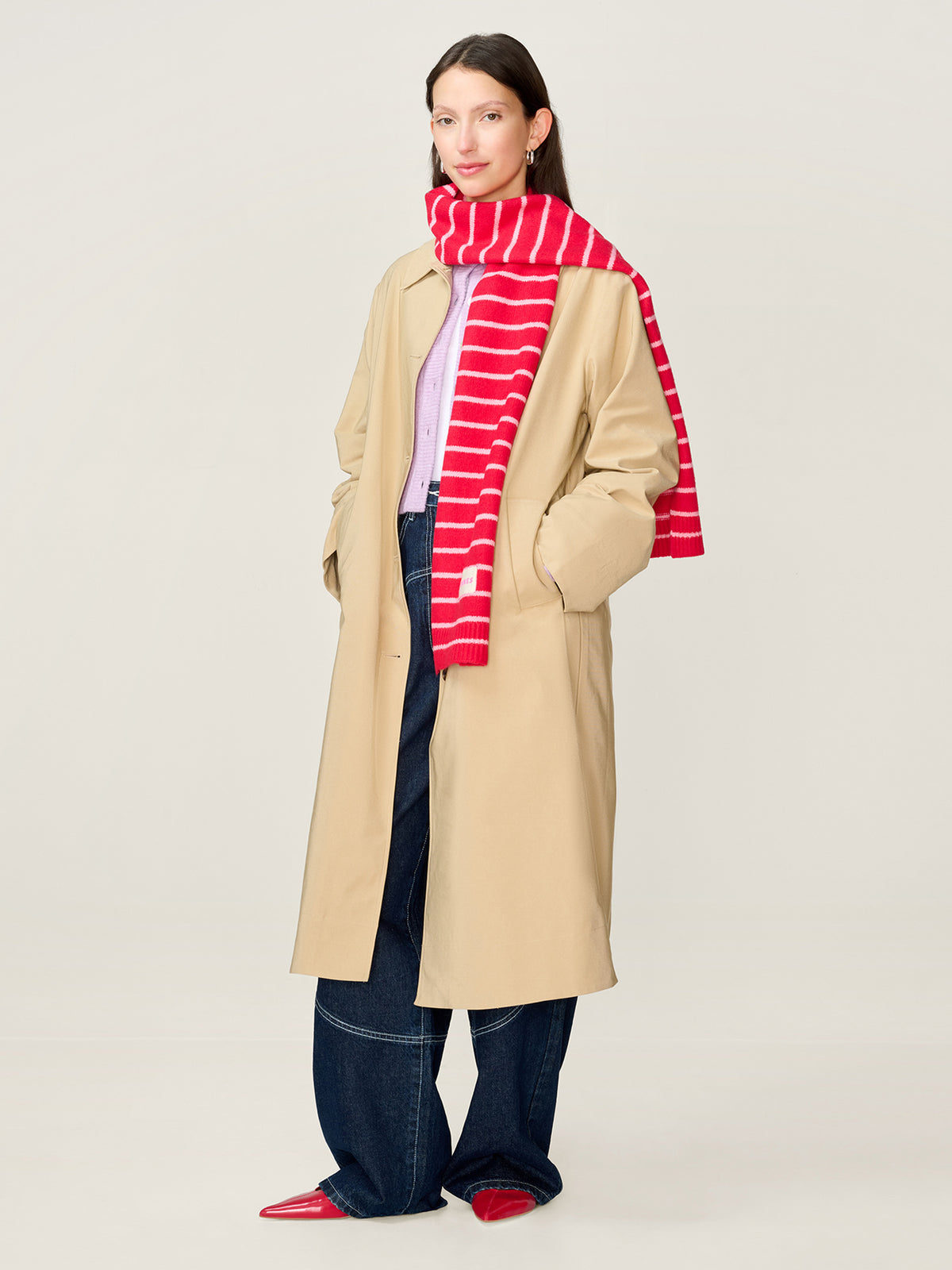 Molly Stripe Scarf in Red and Pink | OMNES | Ethical & Affordable Clothing