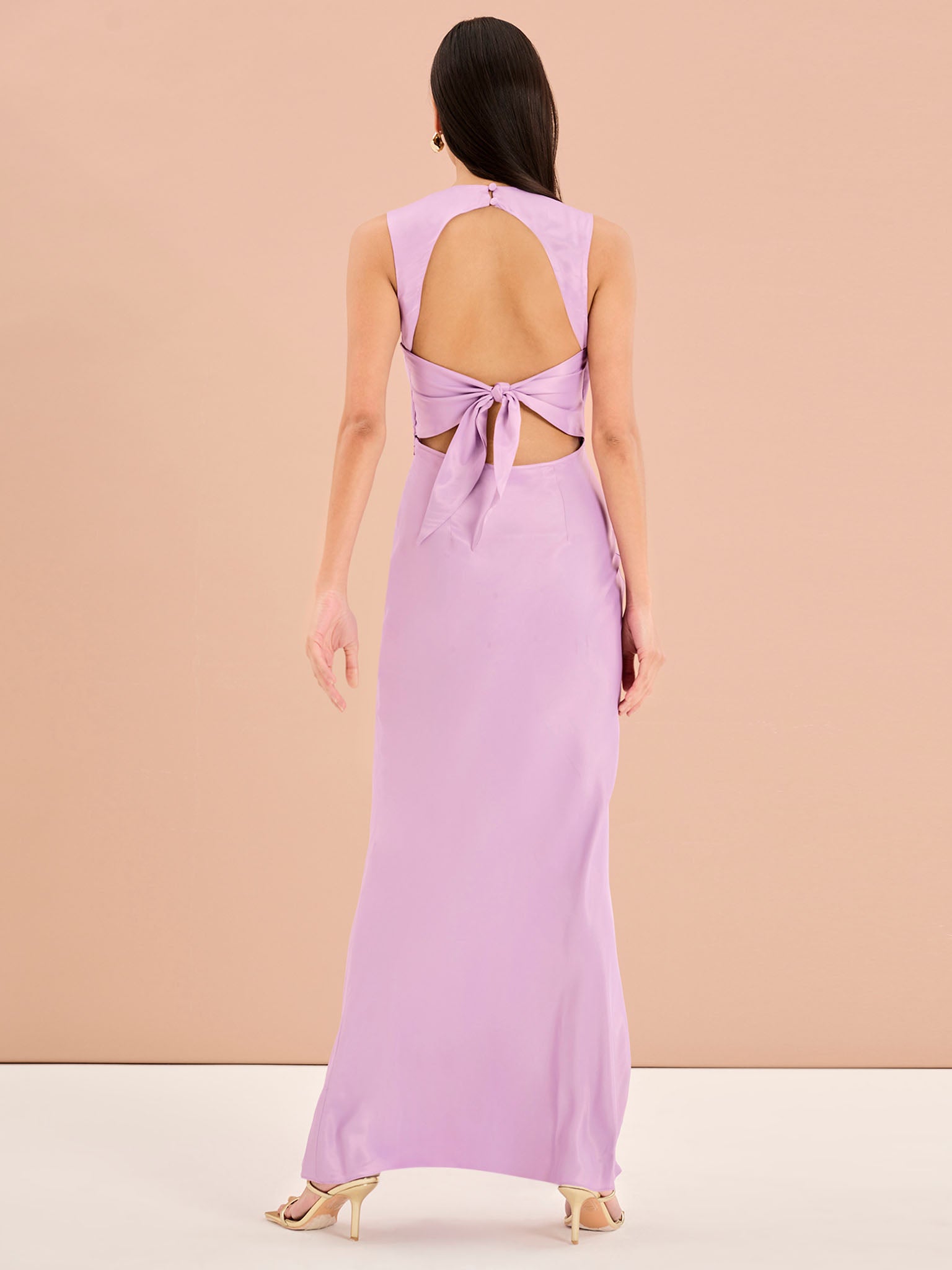 Nova Tie Back Dress in Lilac | OMNES | Ethical & Affordable