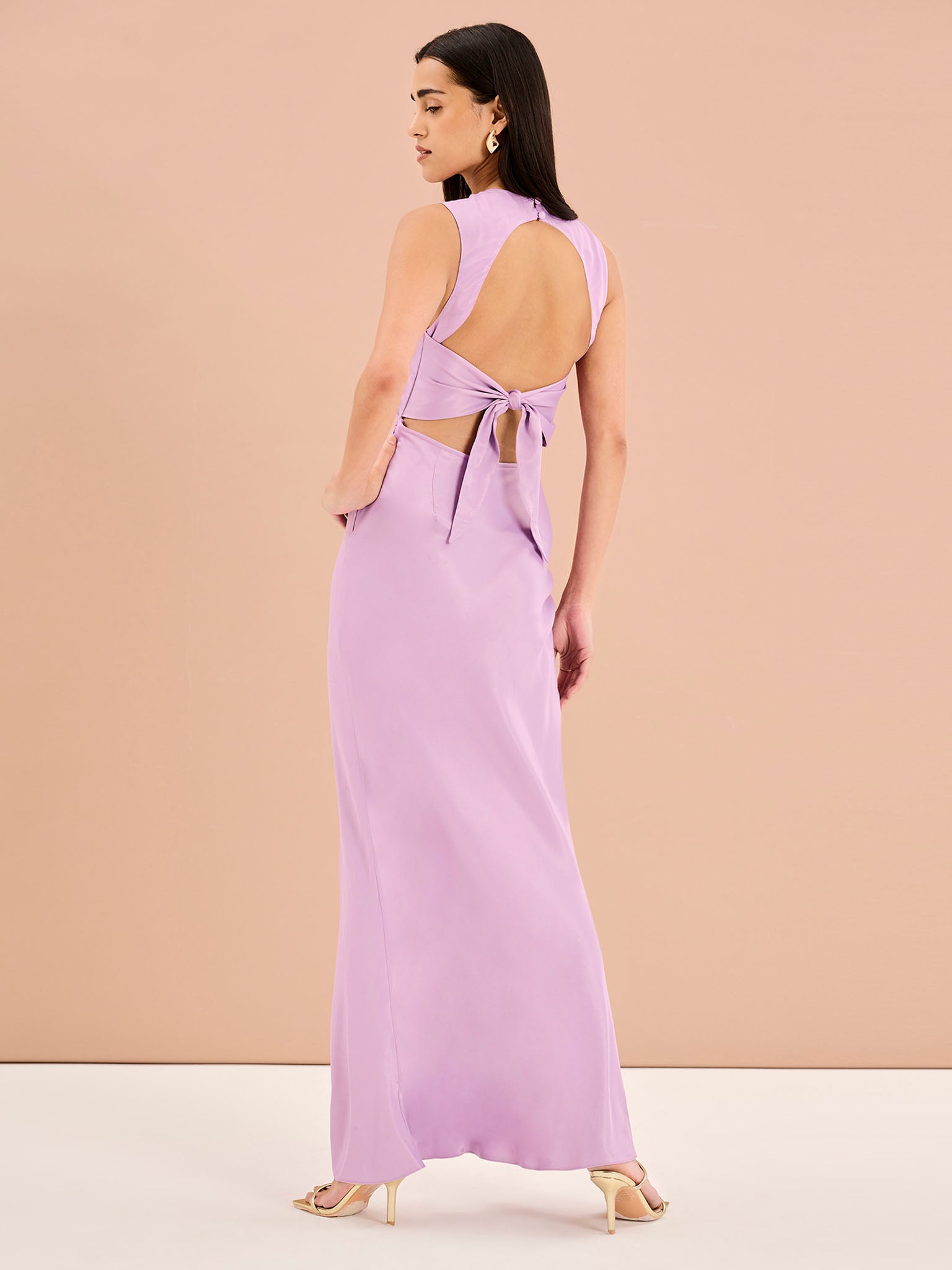 Nova Tie Back Dress in Lilac | OMNES | Ethical & Affordable