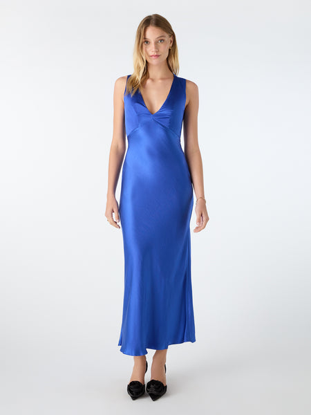 Nova Tie Back Dress in Cobalt | OMNES | Ethical & Affordable