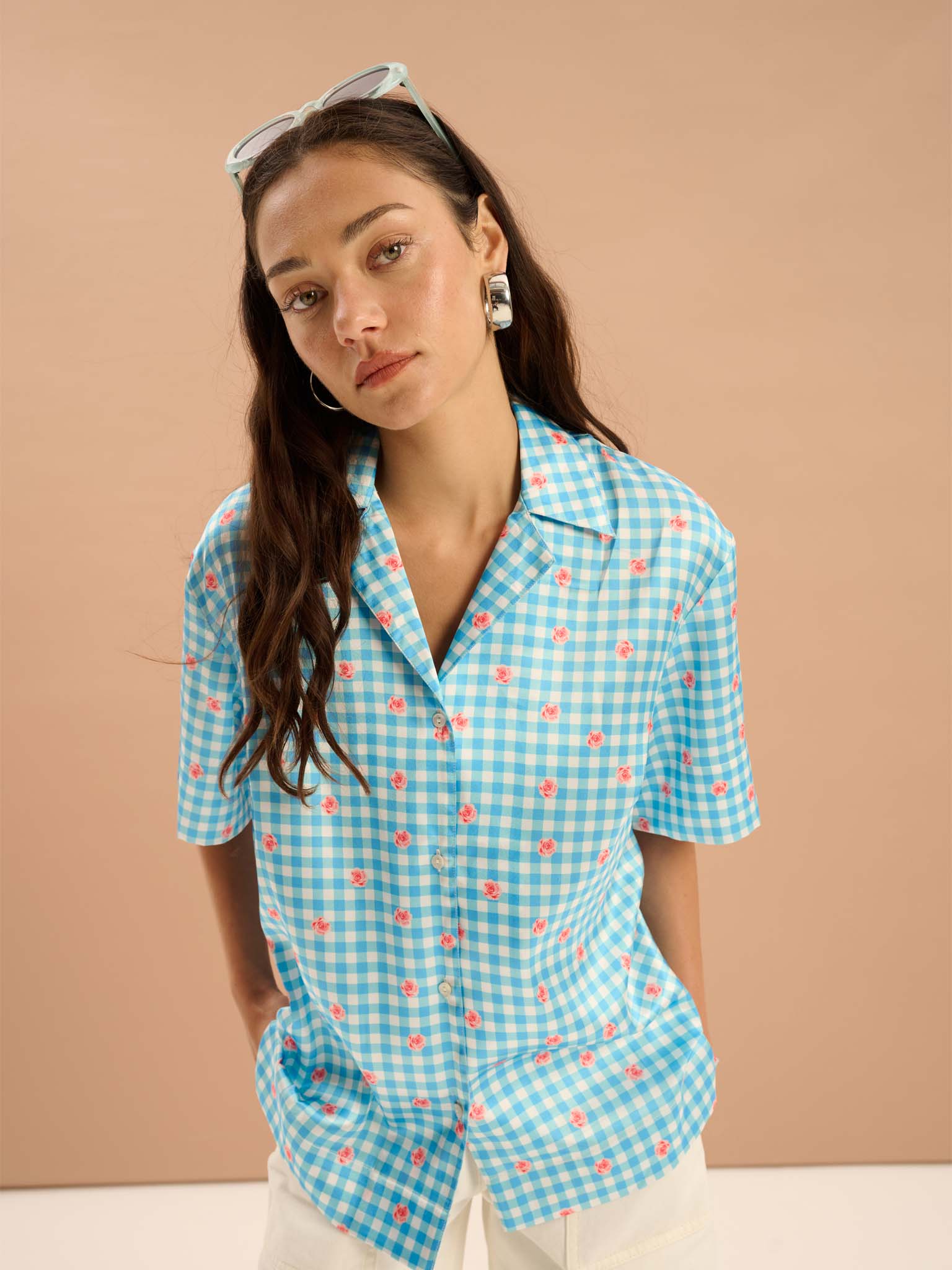 Oaklyn Floral Gingham Print Shirt | OMNES | Shirts | Sustainable