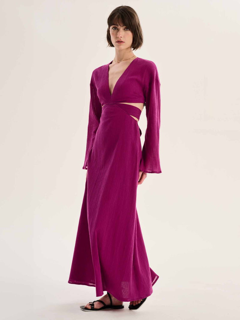 Orla Cut Out Maxi Dress in Purple
