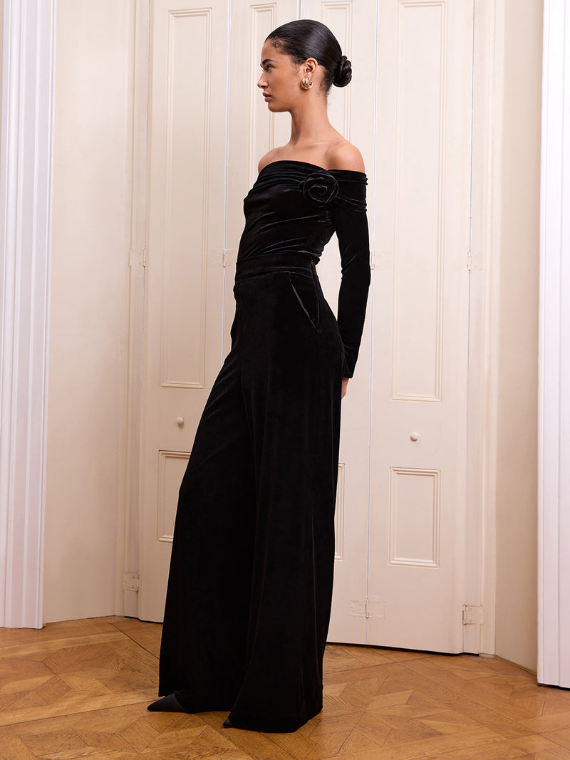 Livia Velvet Trouser in Black