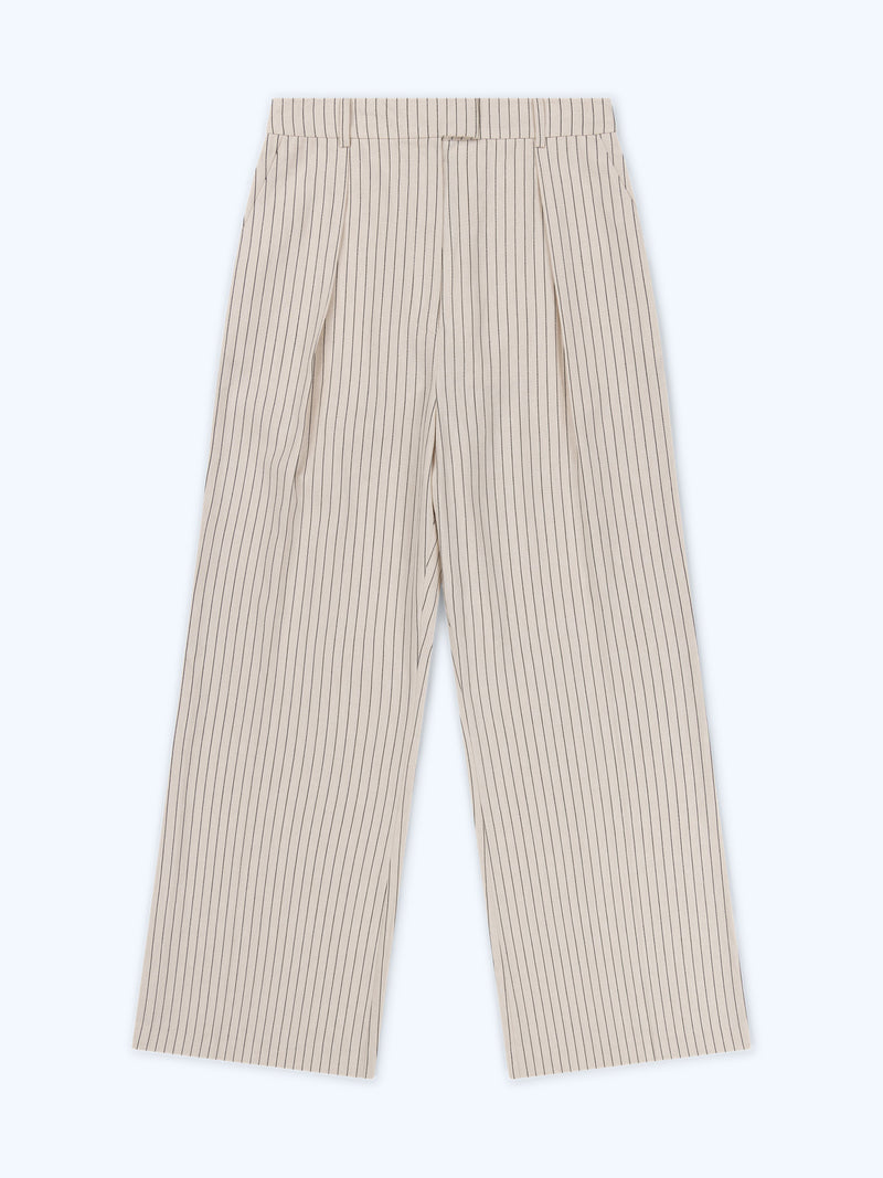 Pearl Trouser in Cream and Black Stripe
