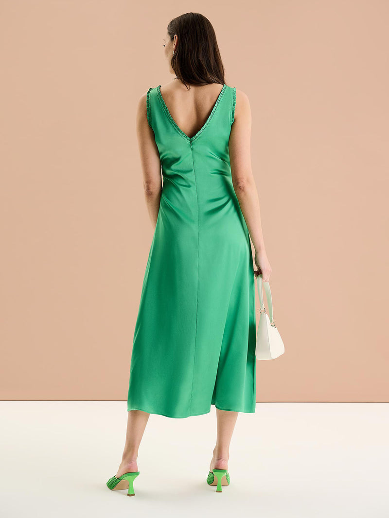 Polly Frill Dress in Emerald