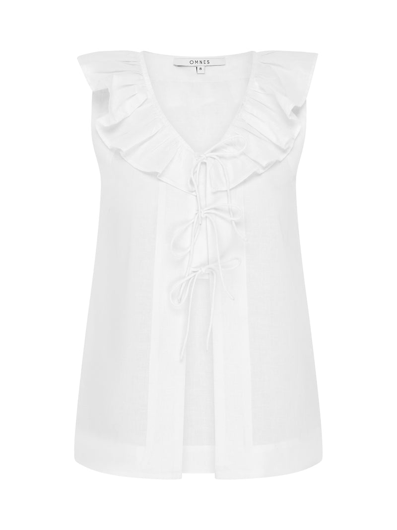 Rachael Frill Collar Sleeveless Blouse in White