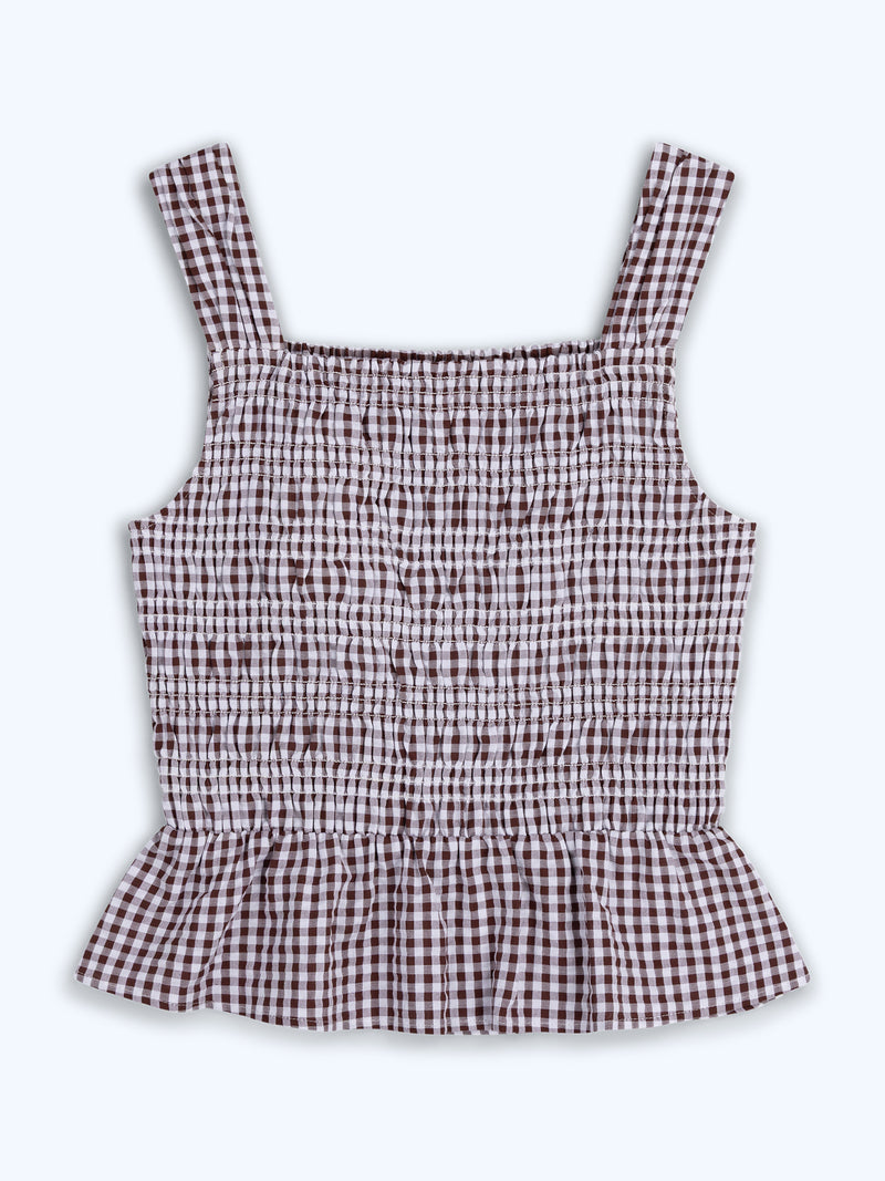Rain Top in Chocolate/Cream Gingham