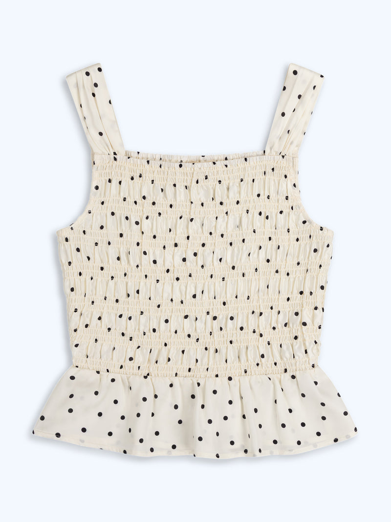 Rain Top in White Polka Dot