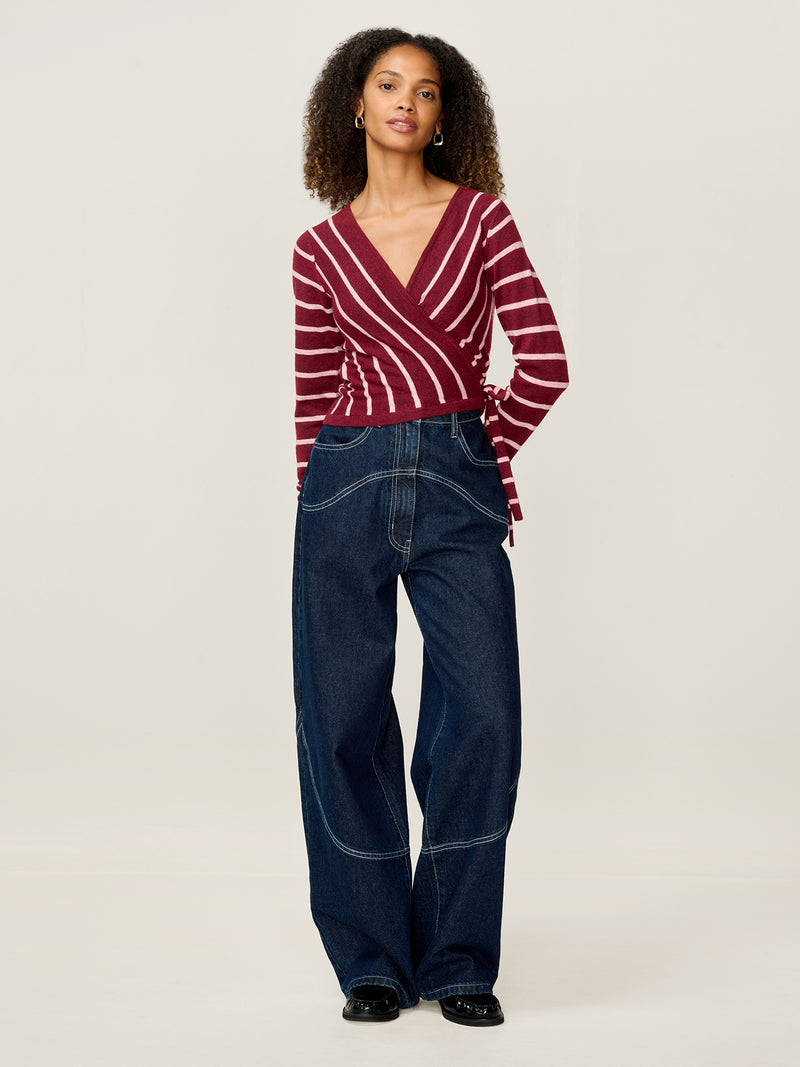 Rex Stripe Ballet Wrap in Merlot