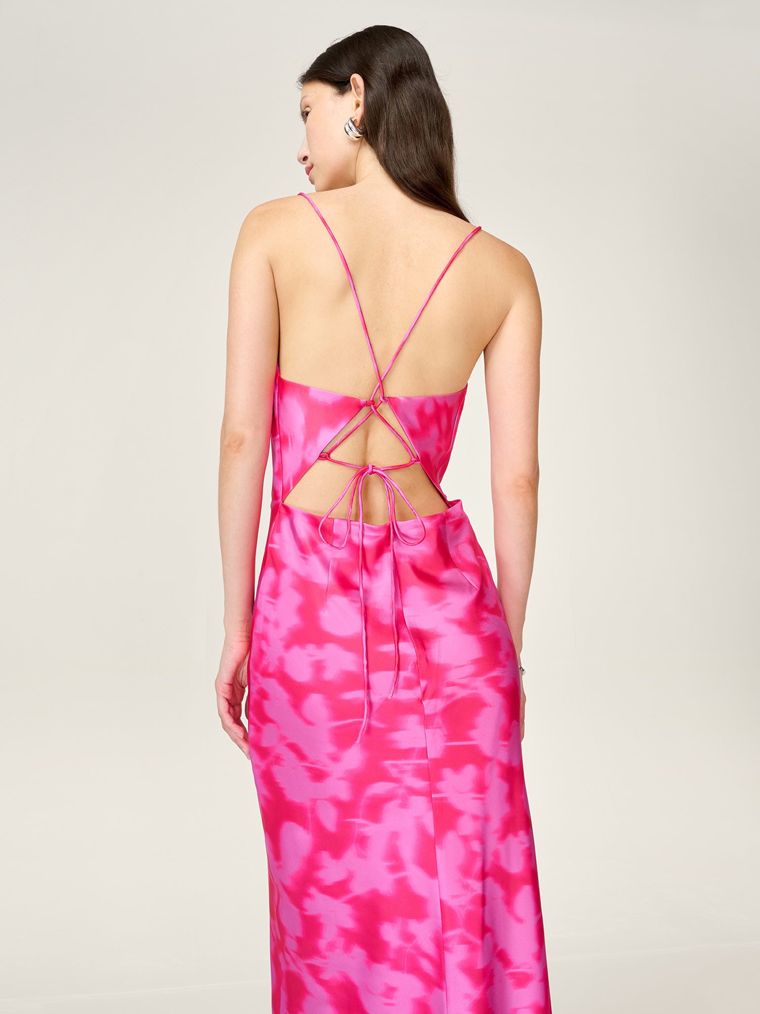 Riviera Midi Dress in Blurred Floral Magenta