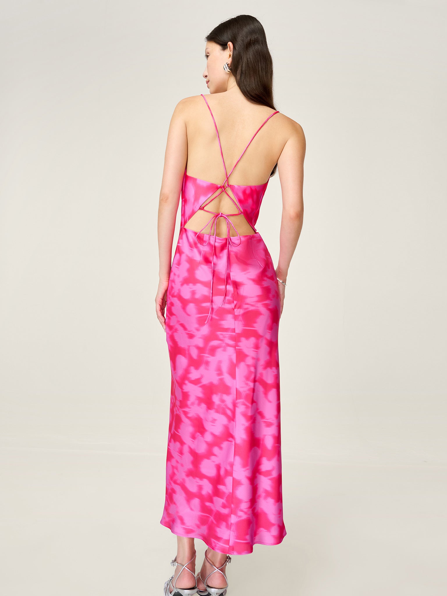 Riviera Midi Dress in Blurred Floral Magenta