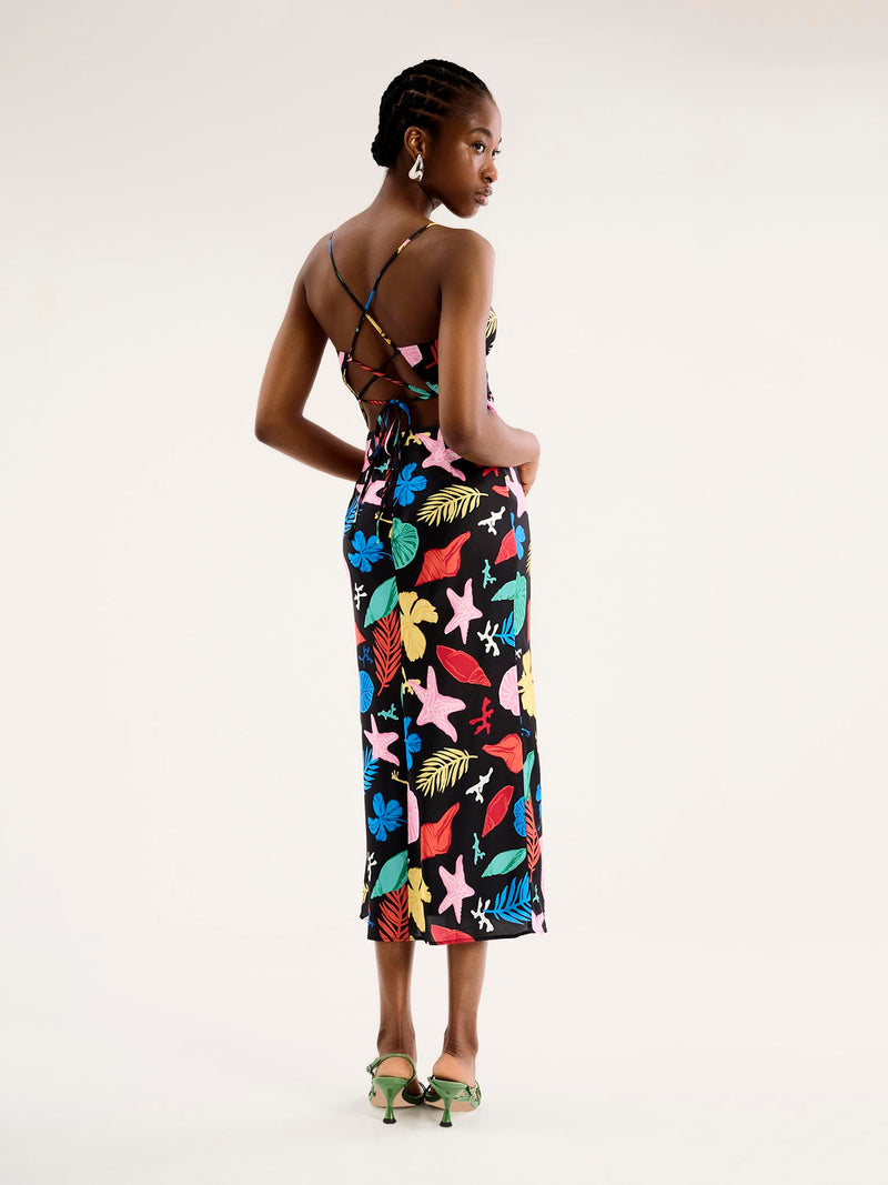 Riviera Midi Dress in Shell Print