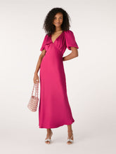 Load image into Gallery viewer, Rosie Ruched Puff Sleeve Dress in Pink