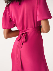 Rosie Ruched Puff Sleeve Dress in Pink