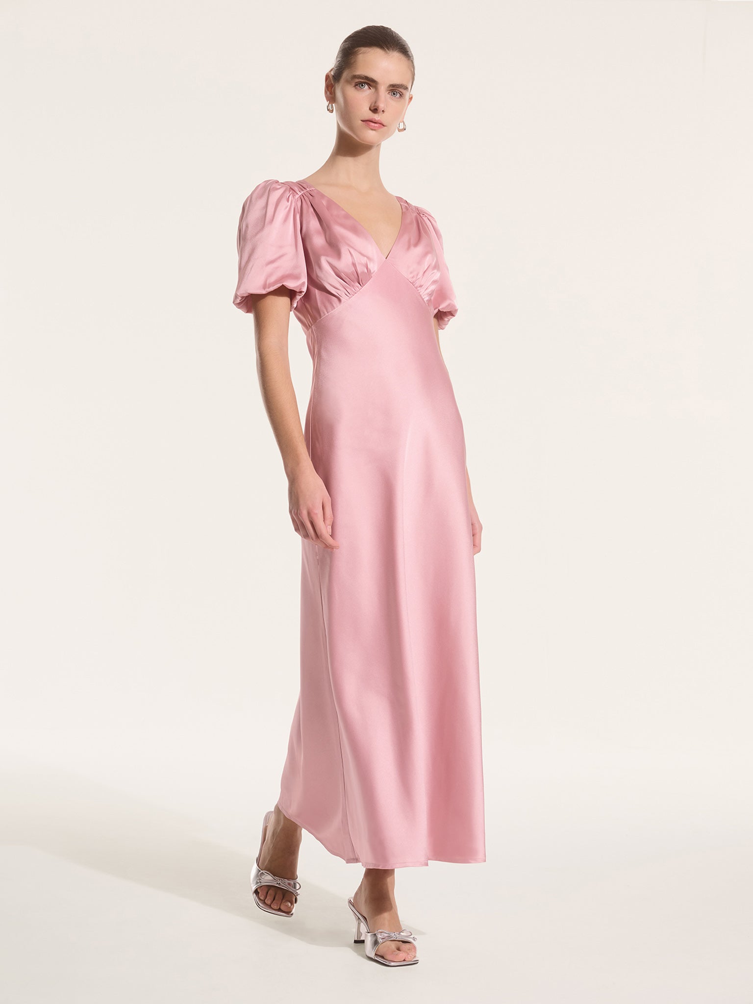 vintage pink silk dress dress silk chiffon 1930's Dusty Pink Silk Chiffon Slip Dress with Cream Lace Eveliina Vintage