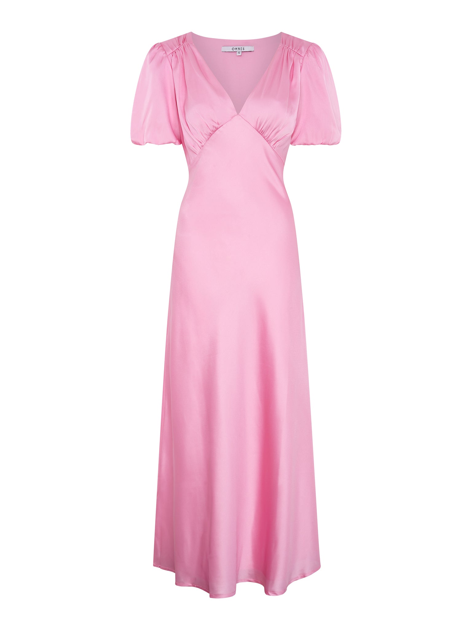 Rosie Ruched Puff Sleeve Dress in Pink | OMNES | Ethical & Affordable Clothing Rosie Ruched Puff Sleeve Dress in Pink | OMNES | Ethical & Affordable Clothing