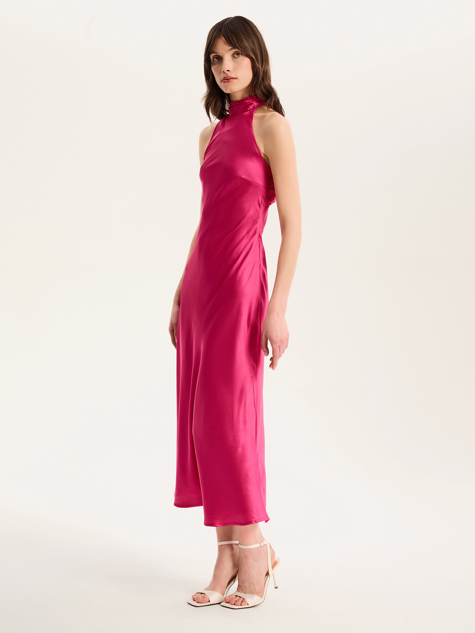 Seychelles Drape Back Detail Dress in Magenta | OMNES | Ethical