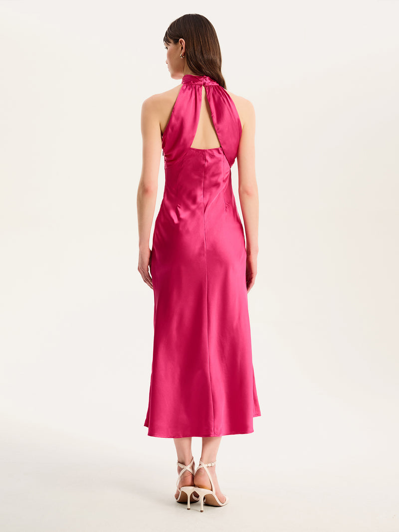 Seychelles Drape Back Detail Dress in Magenta