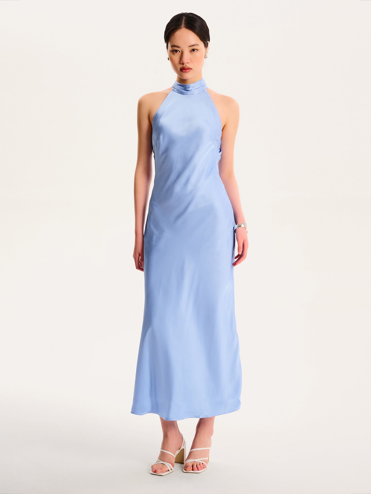 Omnes Halterneck Satin Maxi Dress - Blue Omnes Halterneck Satin Maxi Dress - Blue