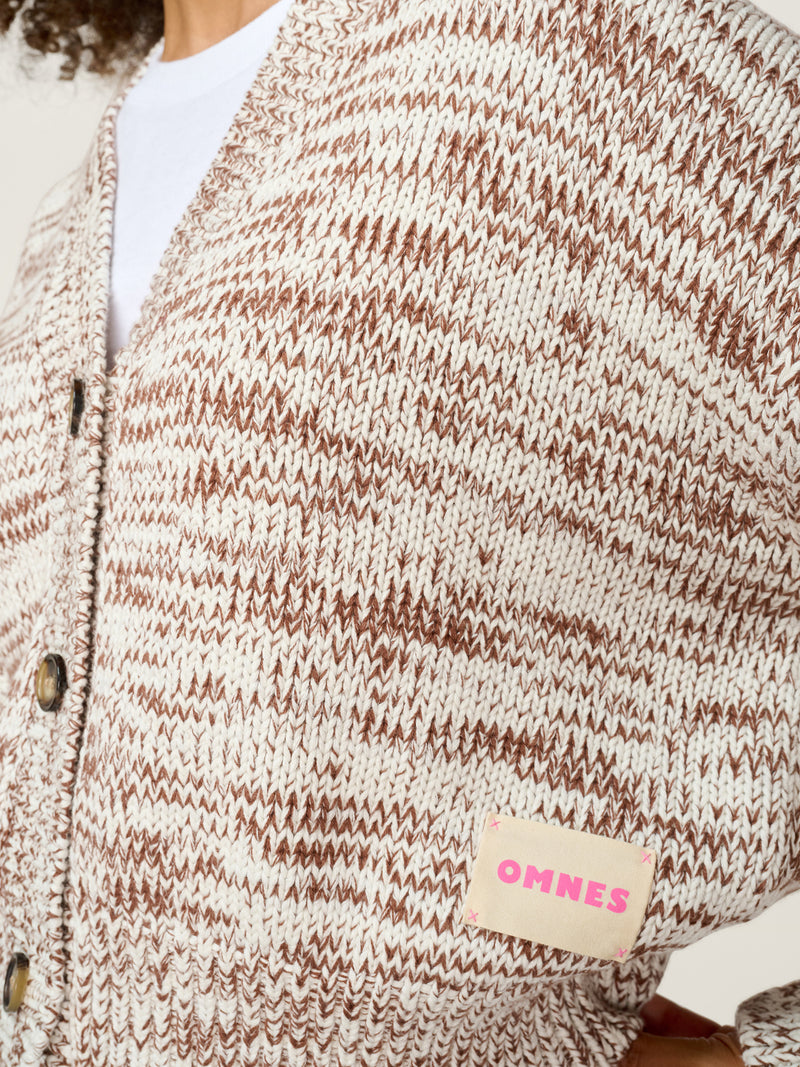STUDIO OMNES Hopper Cardigan in Brown and Cream