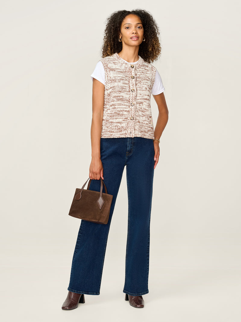 STUDIO OMNES Matilda Vest in Brown and Cream