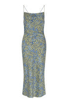 Riviera Midi Dress in Blue Leopard Print