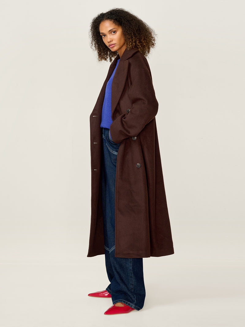 Tina Wool Blend Coat in Brown