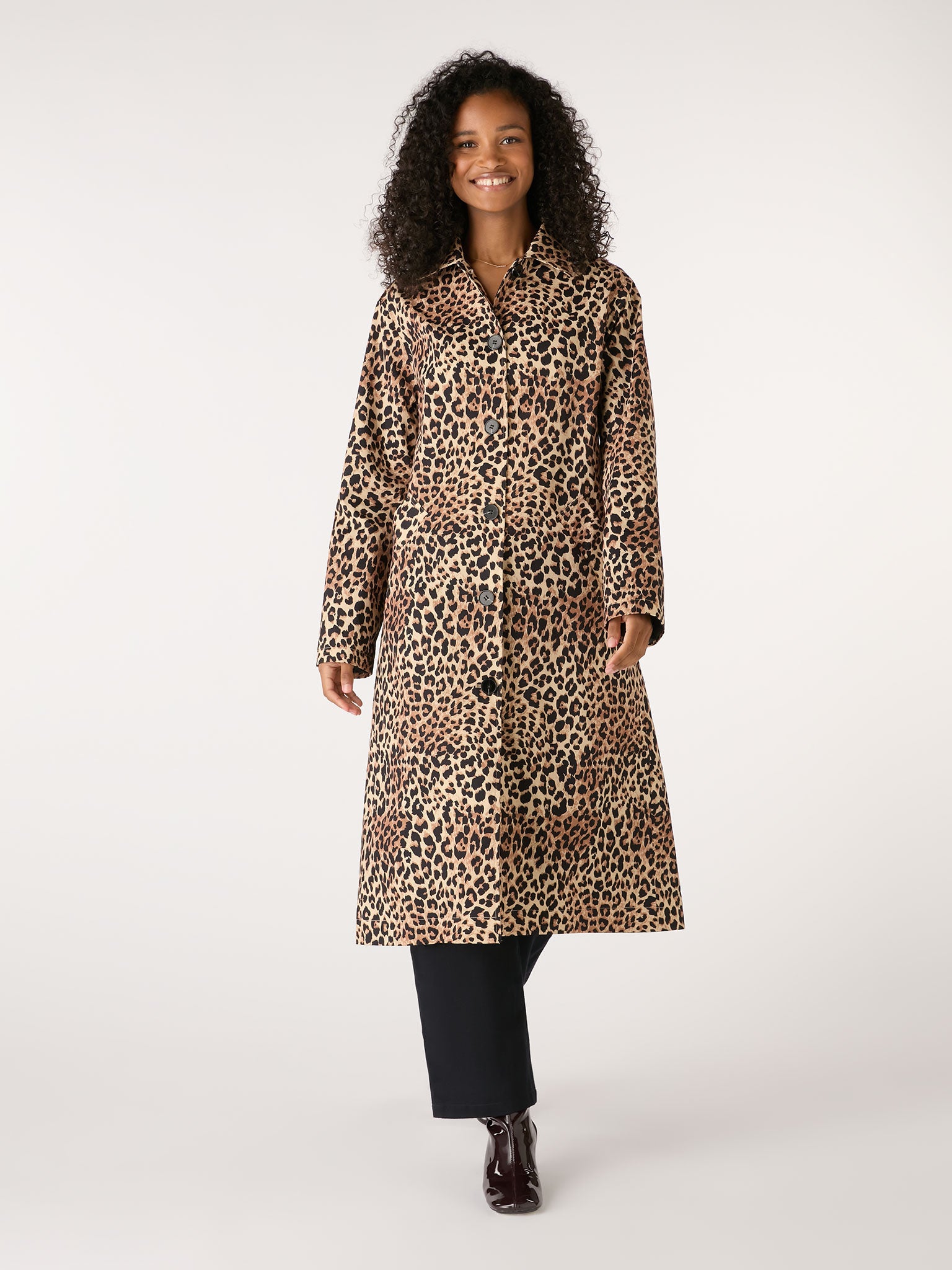 Valencia Cheetah Printed Trench | OMNES | Coats & Jackets
