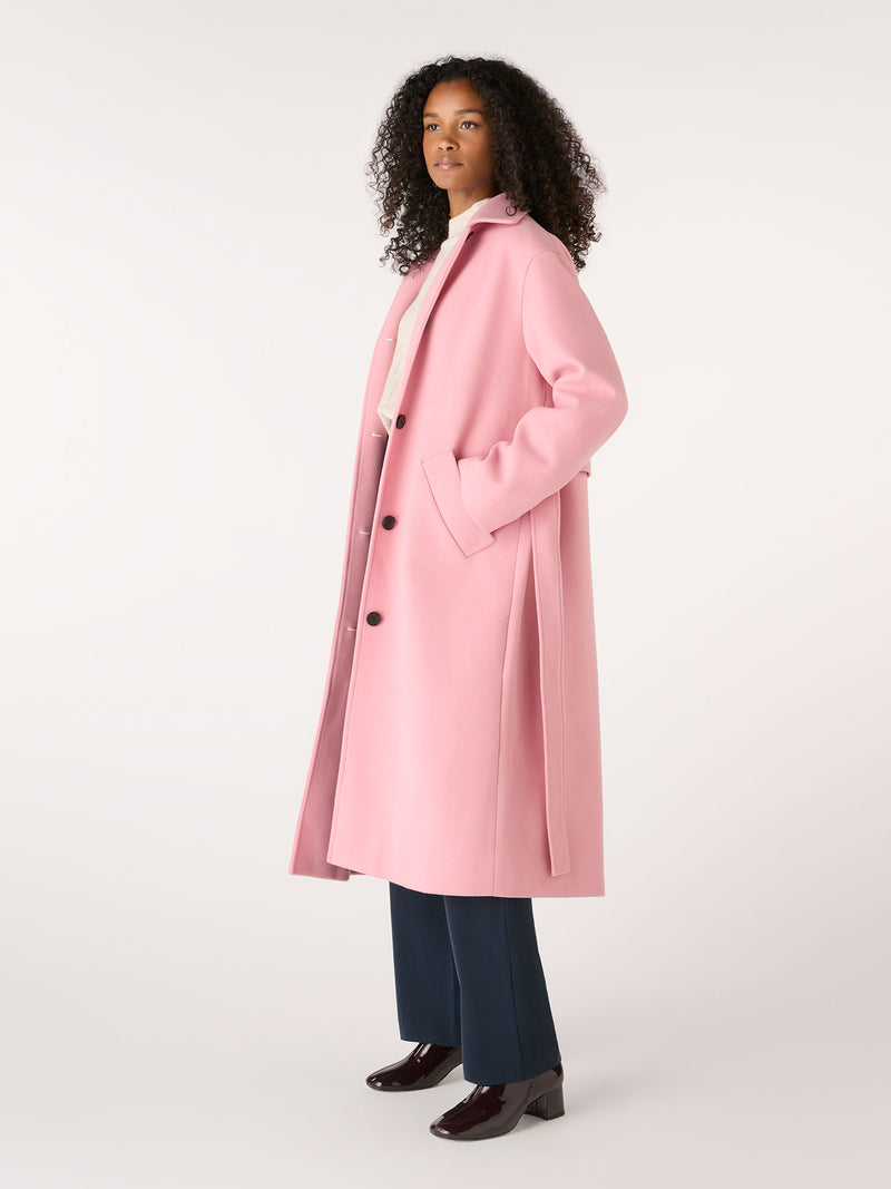 Vienna Single Breasted Belted Coat in Dusty Pink