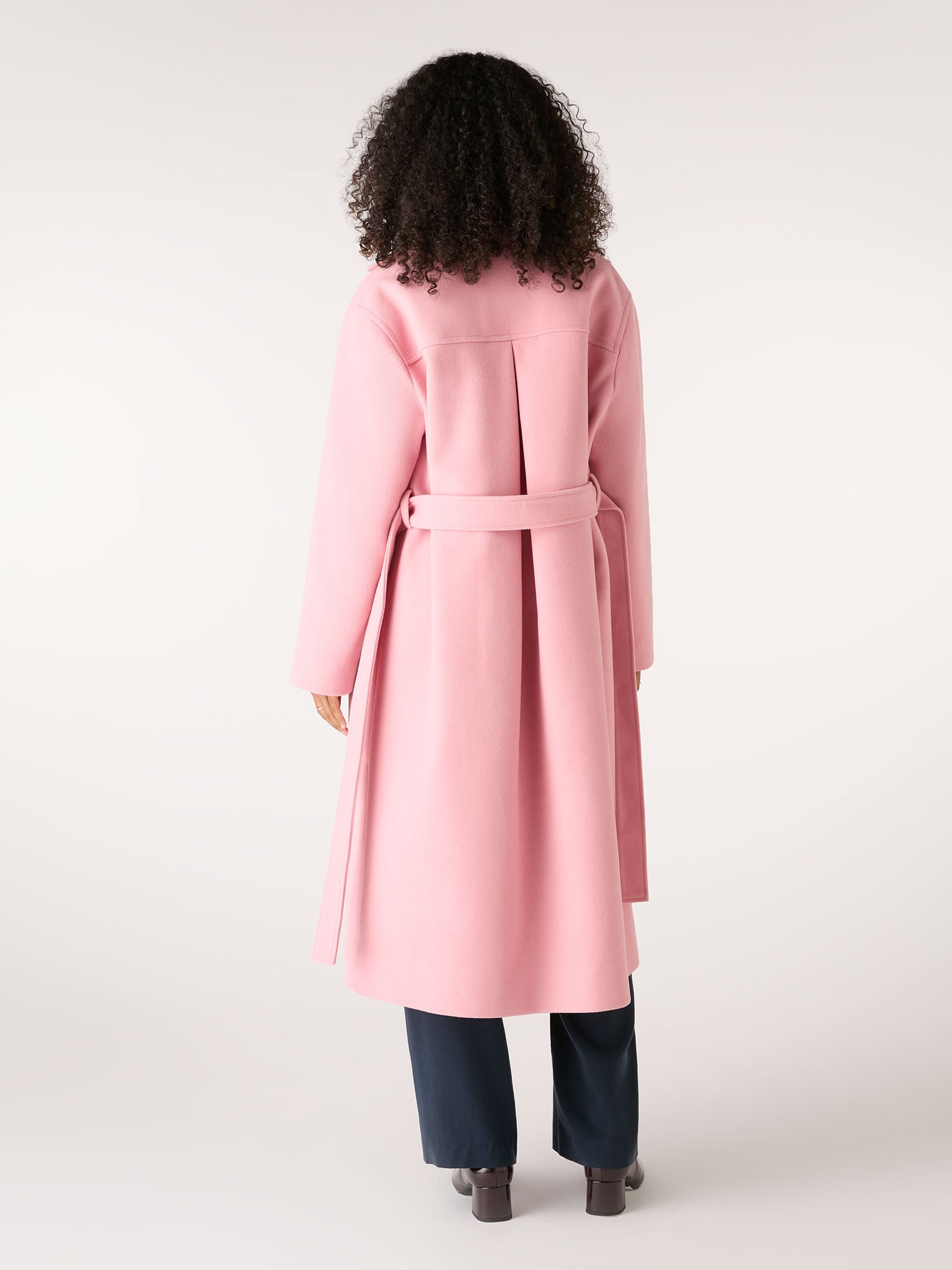 Vienna Single Breasted Belted Coat in Dusty Pink | OMNES | Coats