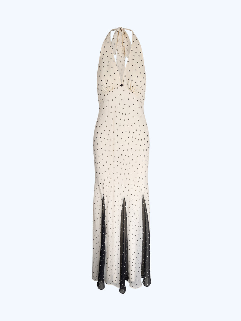 Vivi Dress in White Polka Dot