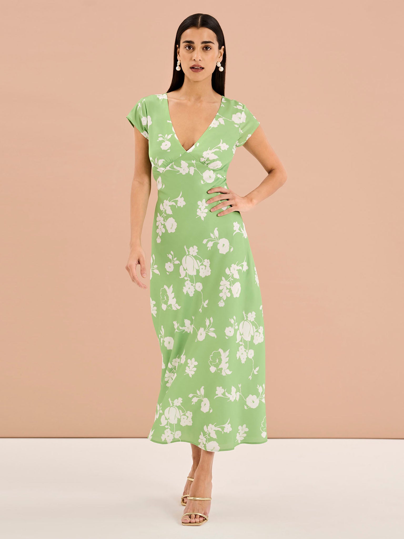 Woolf Short Sleeve Floral Slip Dress in Green | OMNES | Ethical & Affordable Clothing Woolf Short Sleeve Floral Slip Dress in Green | OMNES | Ethical & Affordable Clothing