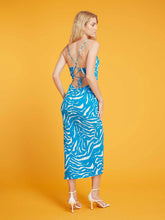Load image into Gallery viewer, Riviera Midi Dress in Blue Zebra Print