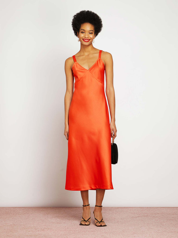 Florence Midi Dress in Burnt Orange