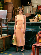 Load image into Gallery viewer, Jessaine Dress in Orange &amp; Lilac Colourblock