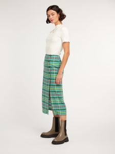 Zahara Pencil Skirt in Green Check