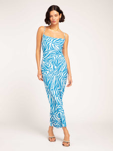 Riviera Midi Dress in Blue Zebra