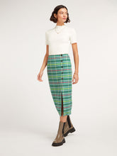 Load image into Gallery viewer, Zahara Pencil Skirt in Green Check