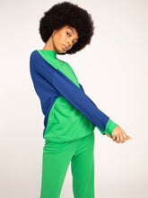 Load image into Gallery viewer, Patchouli Sweatshirt in Green &amp; Blue Colourblock