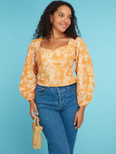 Load image into Gallery viewer, Belladonna Blouse in Orange Toile