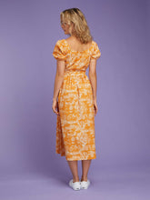 Load image into Gallery viewer, Camellia Midi Dress in Orange Toile
