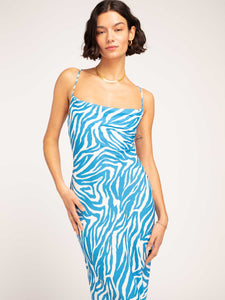 Riviera Midi Dress in Blue Zebra