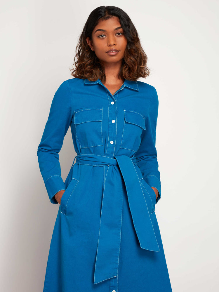 BCI Cotton Midi Dress in Blue