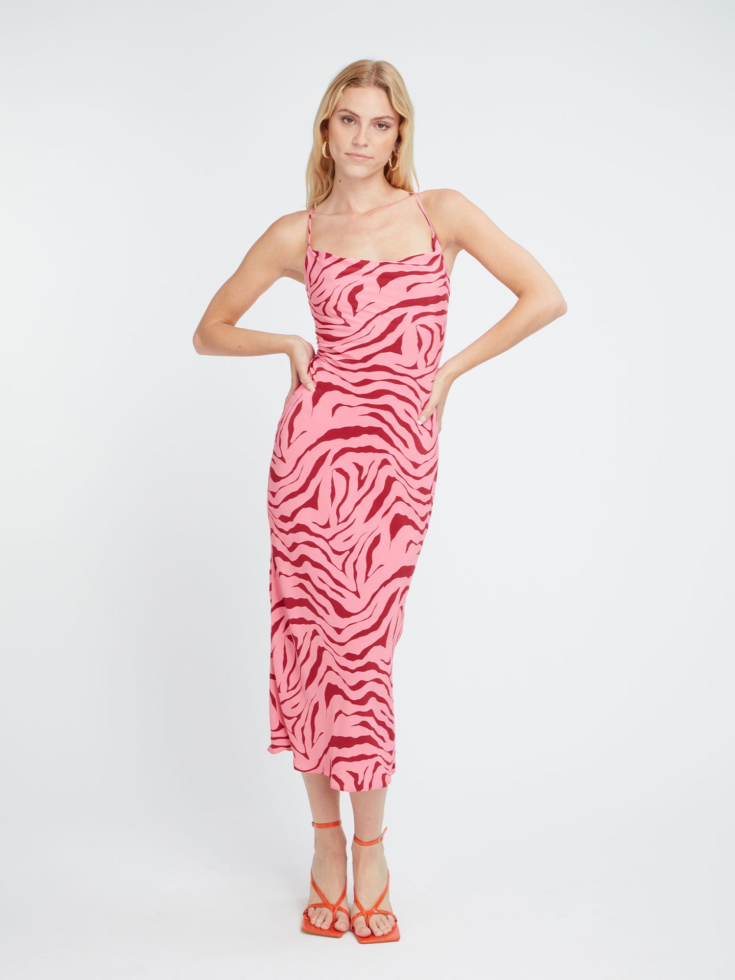 Riviera Midi Dress in Pink Zebra Print