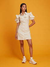 Load image into Gallery viewer, Aletta Mini Dress in Beige &amp; White