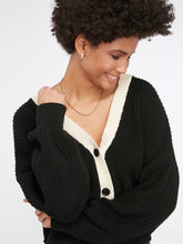 Load image into Gallery viewer, Oversized Hopper Cardigan in Black &amp; Cream