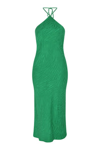 Bellerose Halter Neck Dress in Green Zebra Jacquard