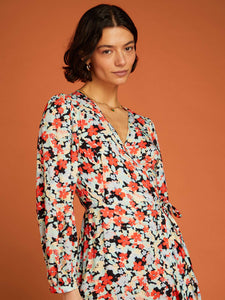 Gloria Wrap Dress in 80s Painted Floral Print