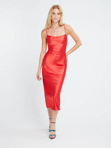 Riviera Midi Dress in Ruby Red
