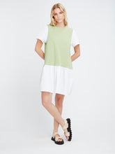 Load image into Gallery viewer, Sunita Tiered Hem Dress in Green &amp; White